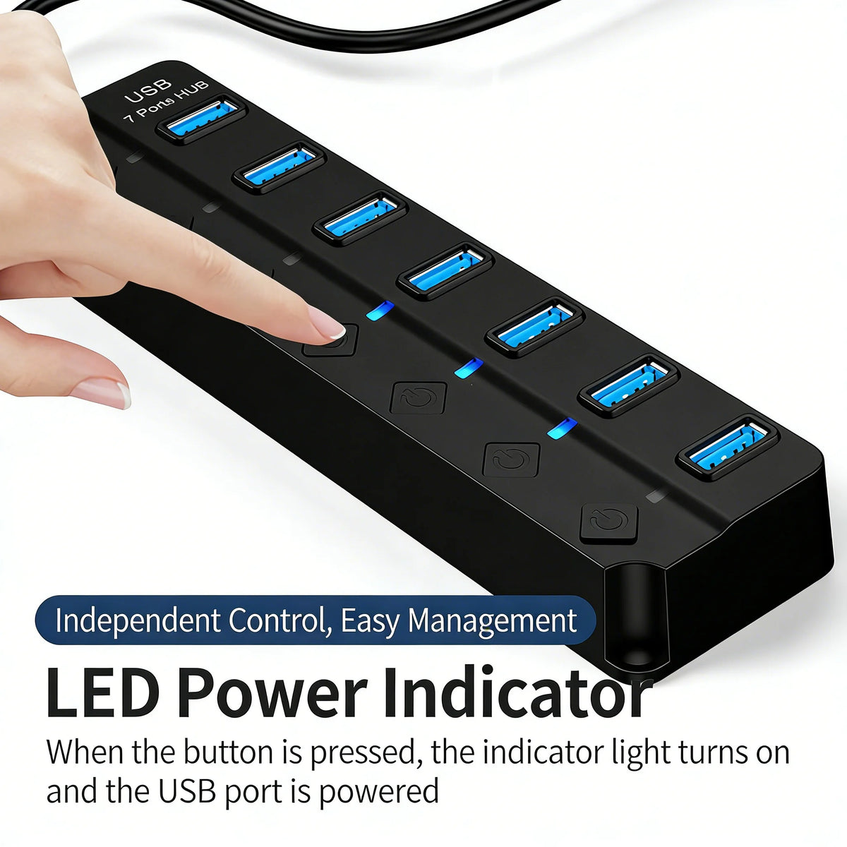 USB 3.0 Hub with 4 or 7 Ports Independent Switch Control Sui