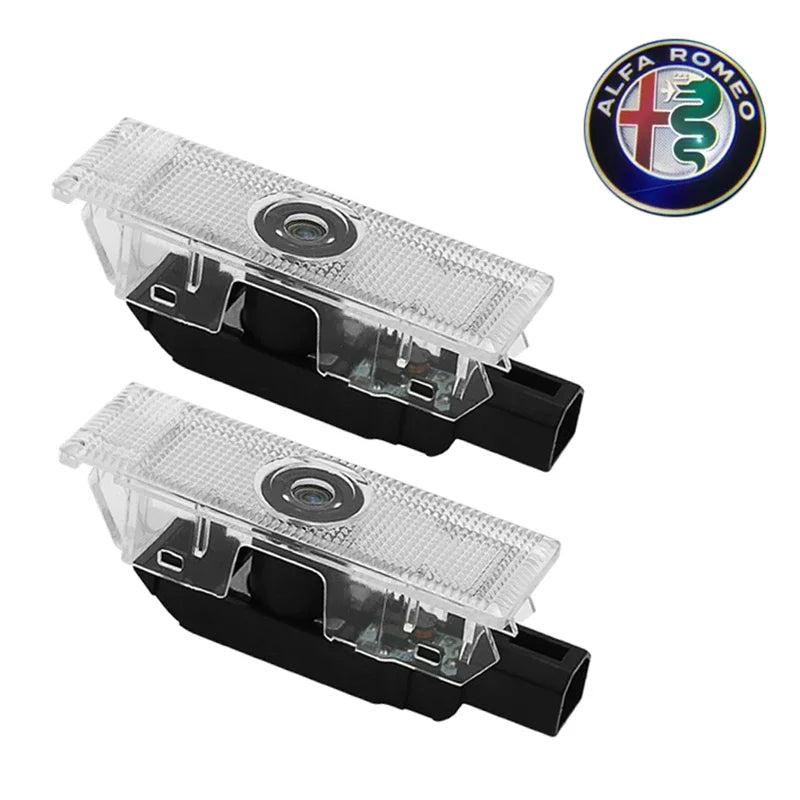 2PCS Led Car Door Ghost Light Laser Projector Welcome Lamp for Alfa Romeo Stelvio Mito Giulietta Giulia Shadow Ambient Lamps