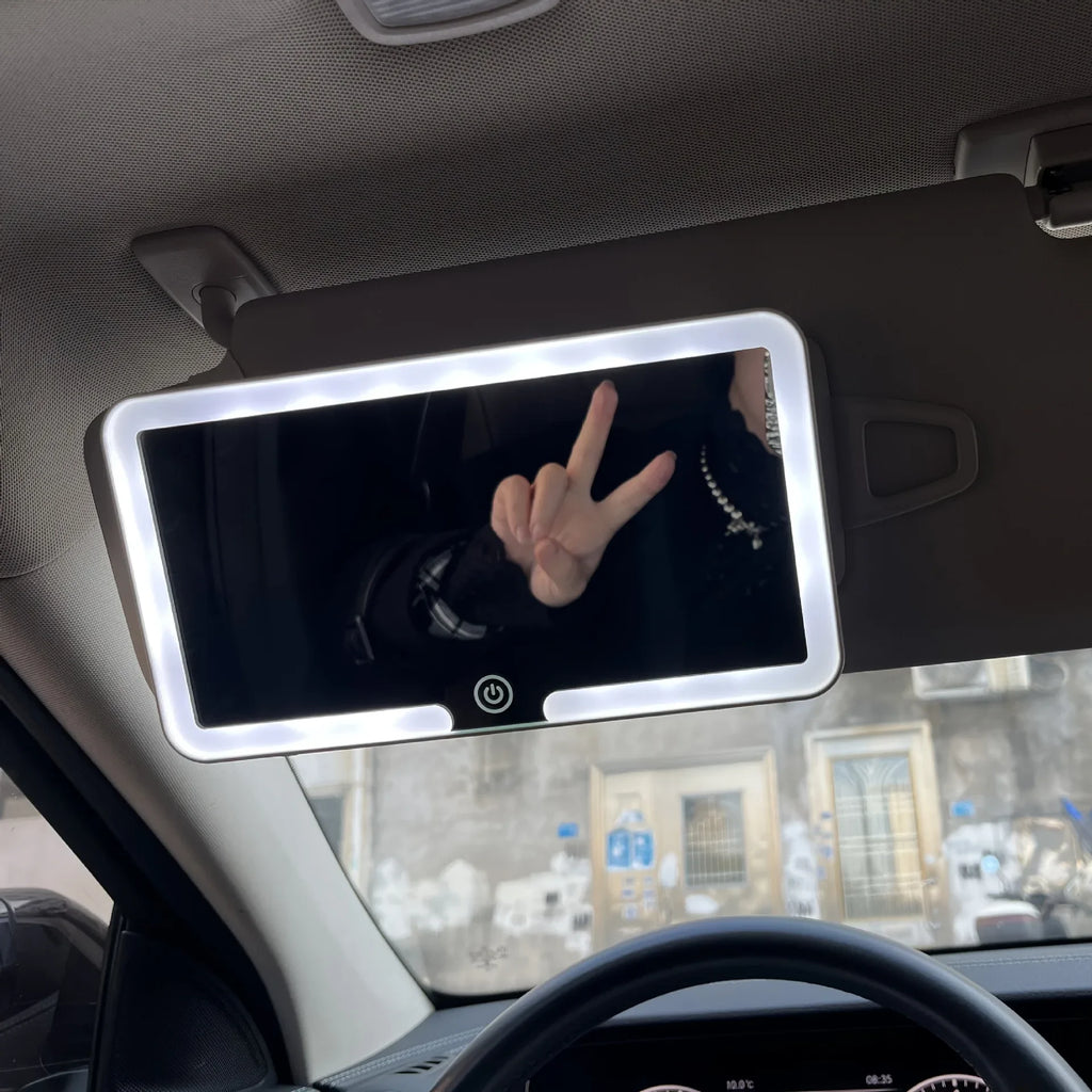Universal Car Sun Visor Makeup Mirror with LED Fill Light Re