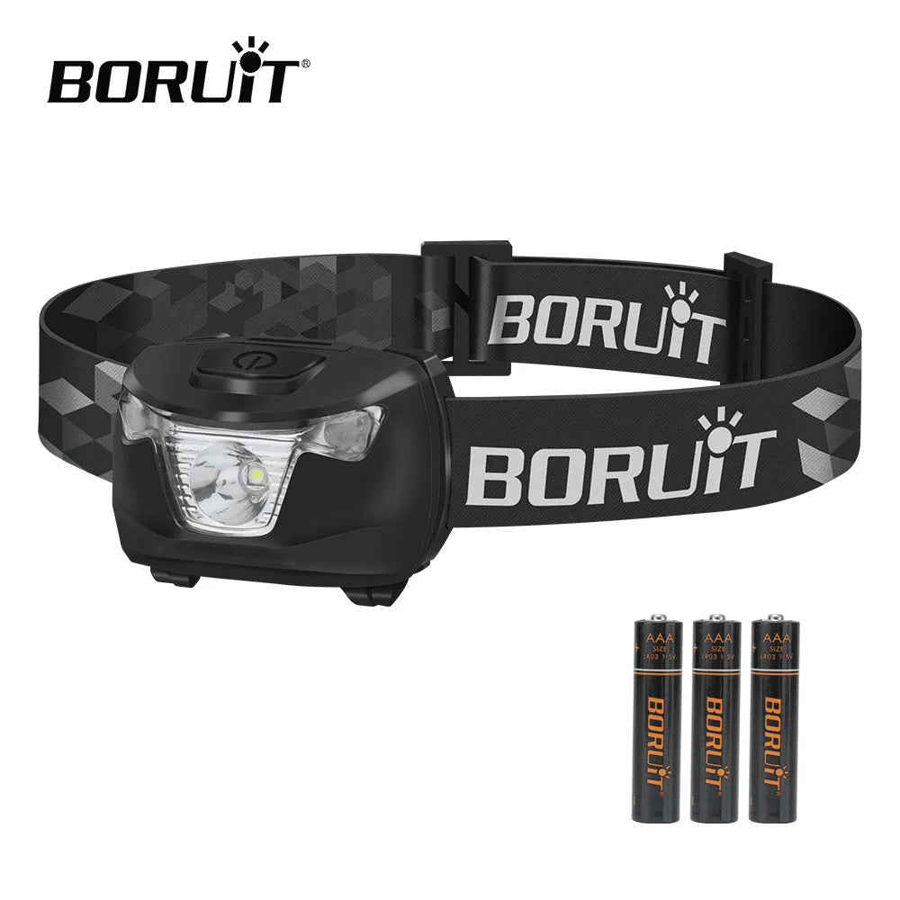 BORUiT Mini LED Headlamp Waterproof Portable Head Torch AAA 