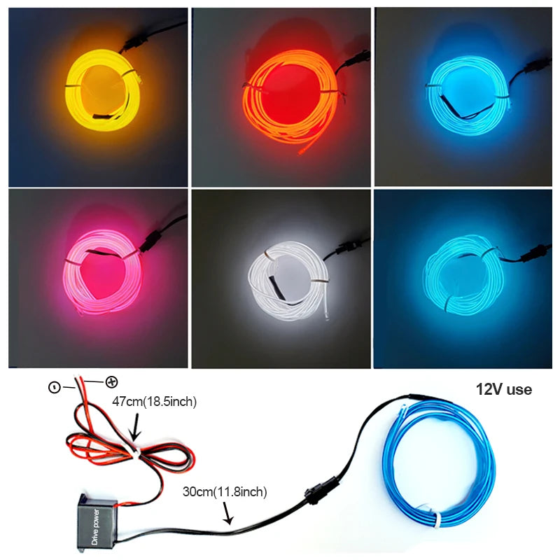 BLALION 12V Motorcycle LED Ambient Decorative Strip Light Ca