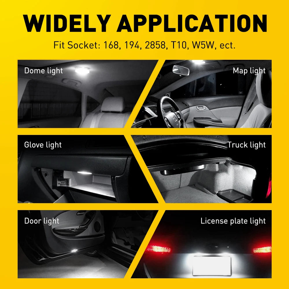 AUXITO 10Pcs W5W T10 W5W 194 501 Led Canbus No Error Car Int