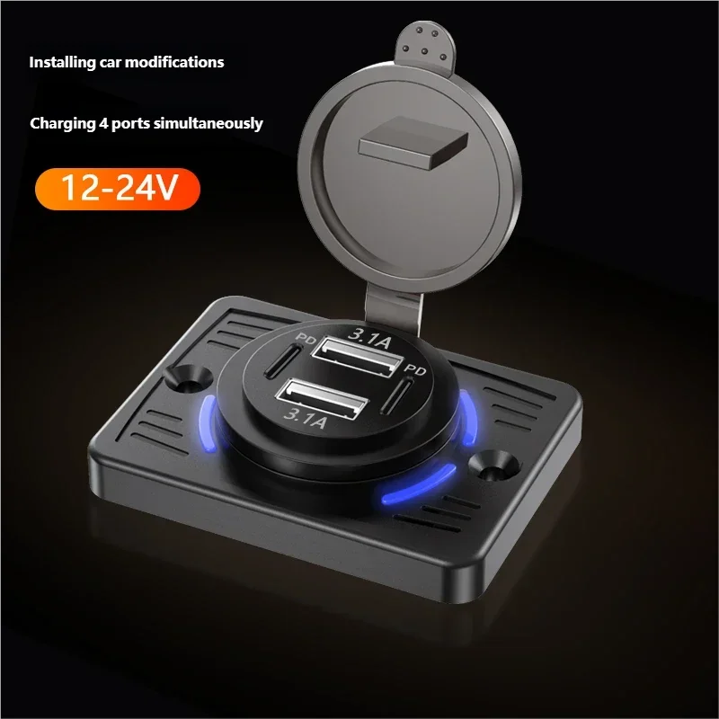 12V-24V Dual USB QC3.0 PD 3.1A/2.1A Car Charger Socket Quick