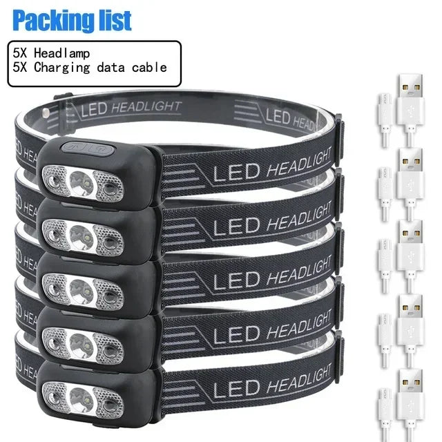 Mini Headlamp Strong Light Led Night Fishing Powerful Torch Head Lamp Outdoor Waterproof Camping Portable LED Sensor Headlamps