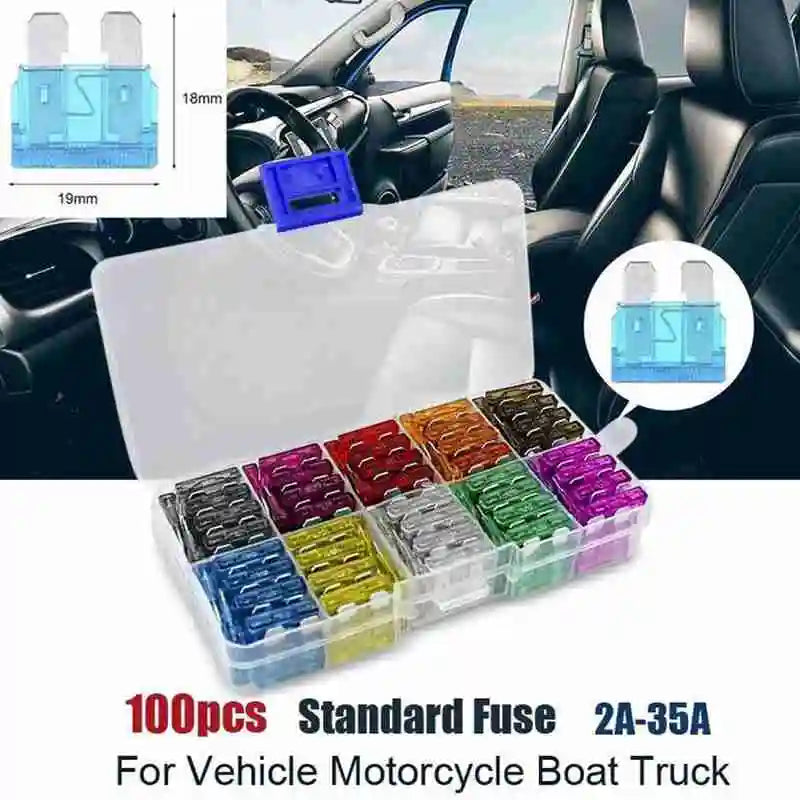 50/100Pcs Car Fuses Kit Assorted Auto Truck Standard Blade F