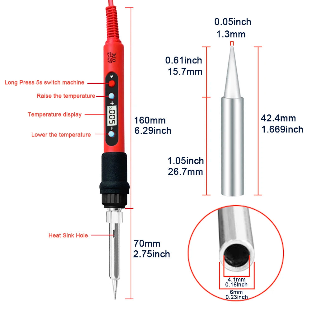 80W Soldering iron kit adjustable temperature LCD solder wel