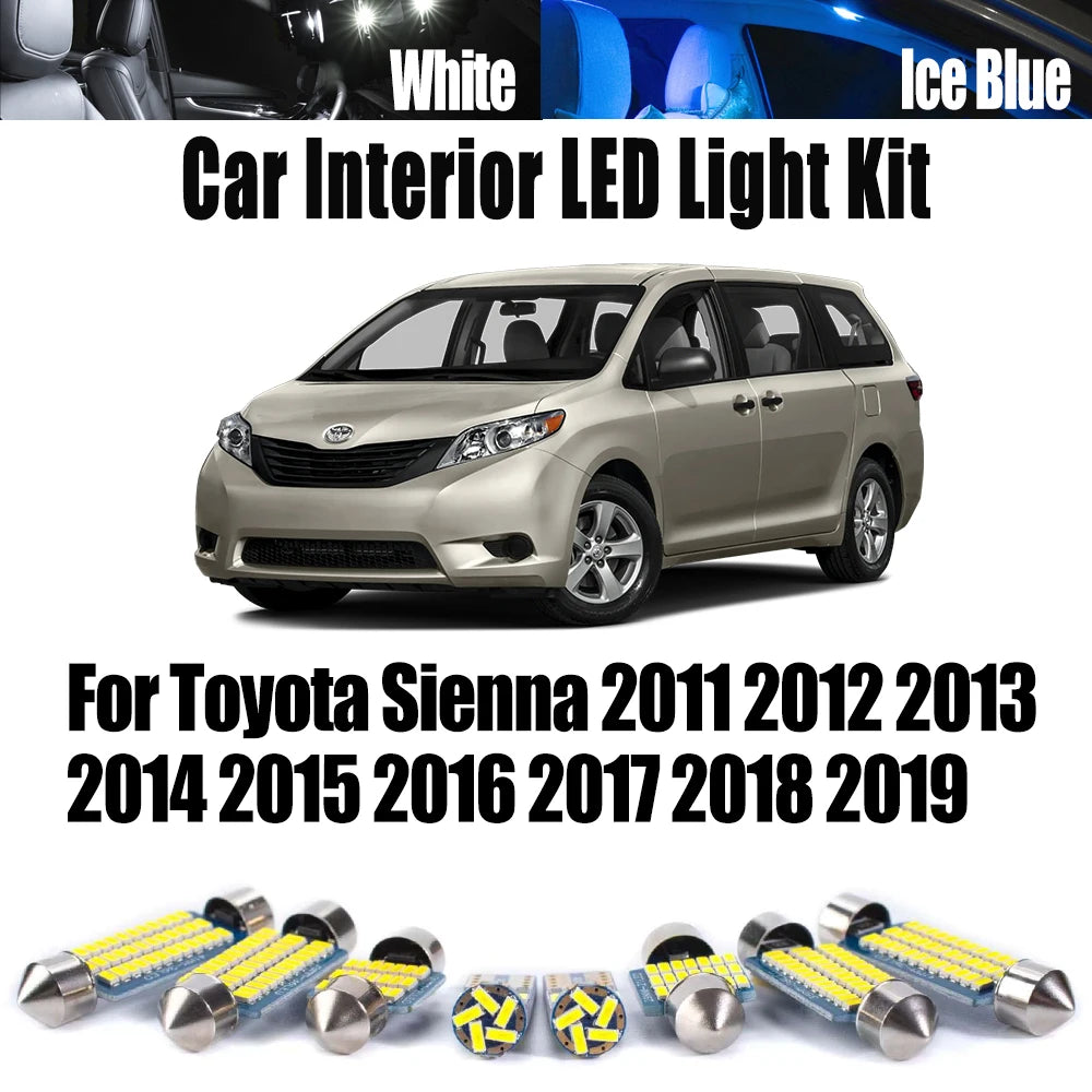 13-Piece LED Interior Light Kit for Toyota 2011-2016 - Canbus Error-Free Interior Bulbs