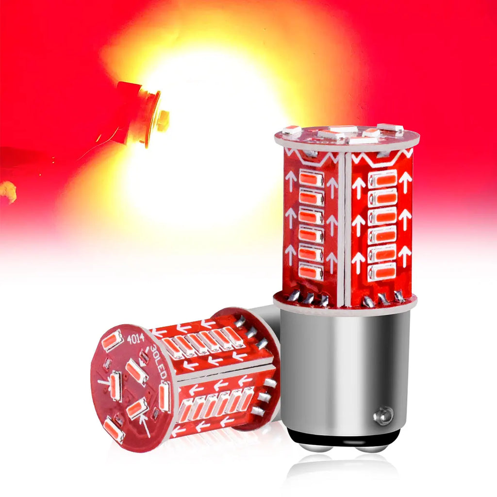 2 Pcs 1157 BAY15d P21/5W 12V/24V 4014 LED Chips Flicker Bulbs For Motor Home Truck Trailer Van Car Motorcycle Plug and Play