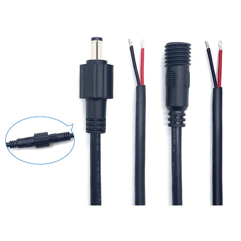 2 Pin Core DC Male and Female Cable Connector 5.5 X 2.1mm IP