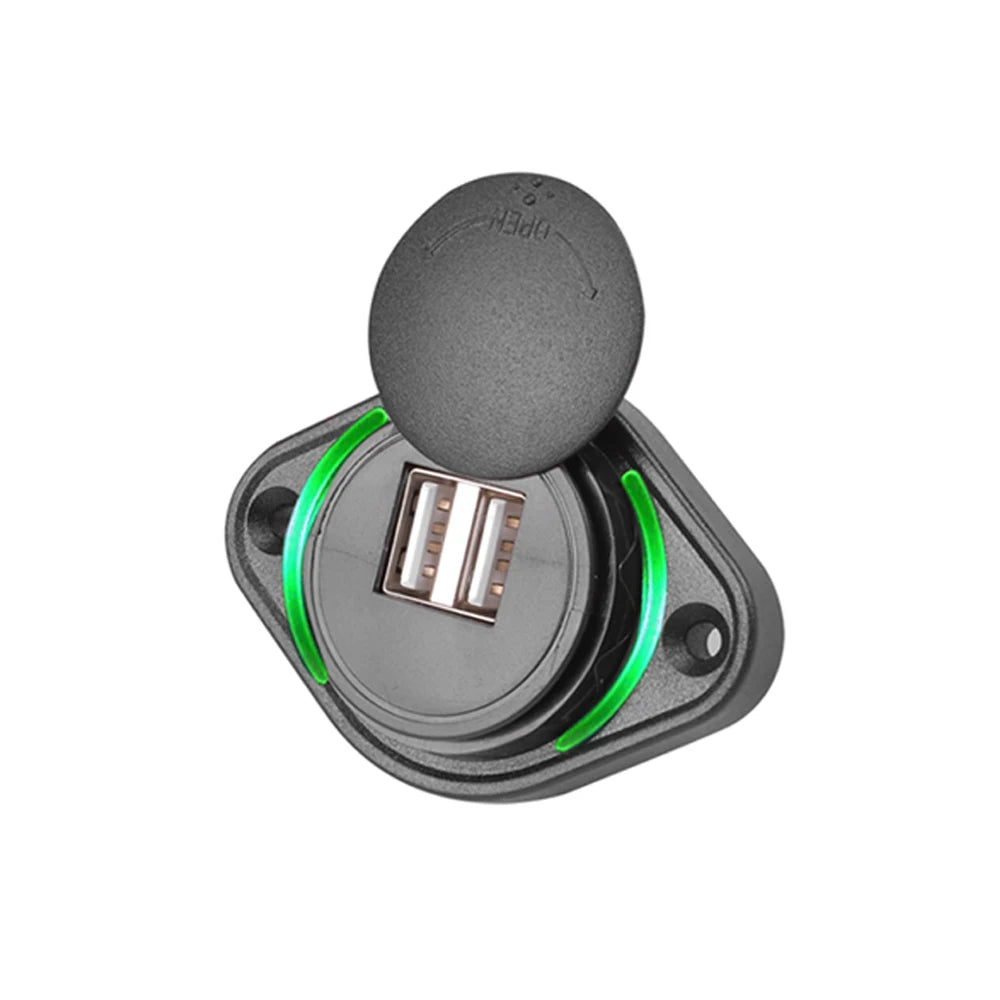 12-24V 3.1A Dual USB Charger Power Socket Adapter Charging Panel Mount for Motorbike Car Boat ATV UTV Camper Caravans