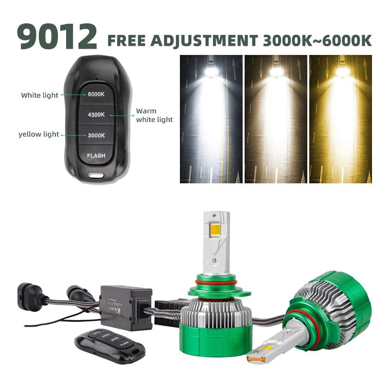 Car Lights K14 H4 Led Lamp Bi Led High Low Beam 3 Colors White Yellow H7 Led Canbus H1 H3 H11 Led Headlight Bulb 9005 9006 12v