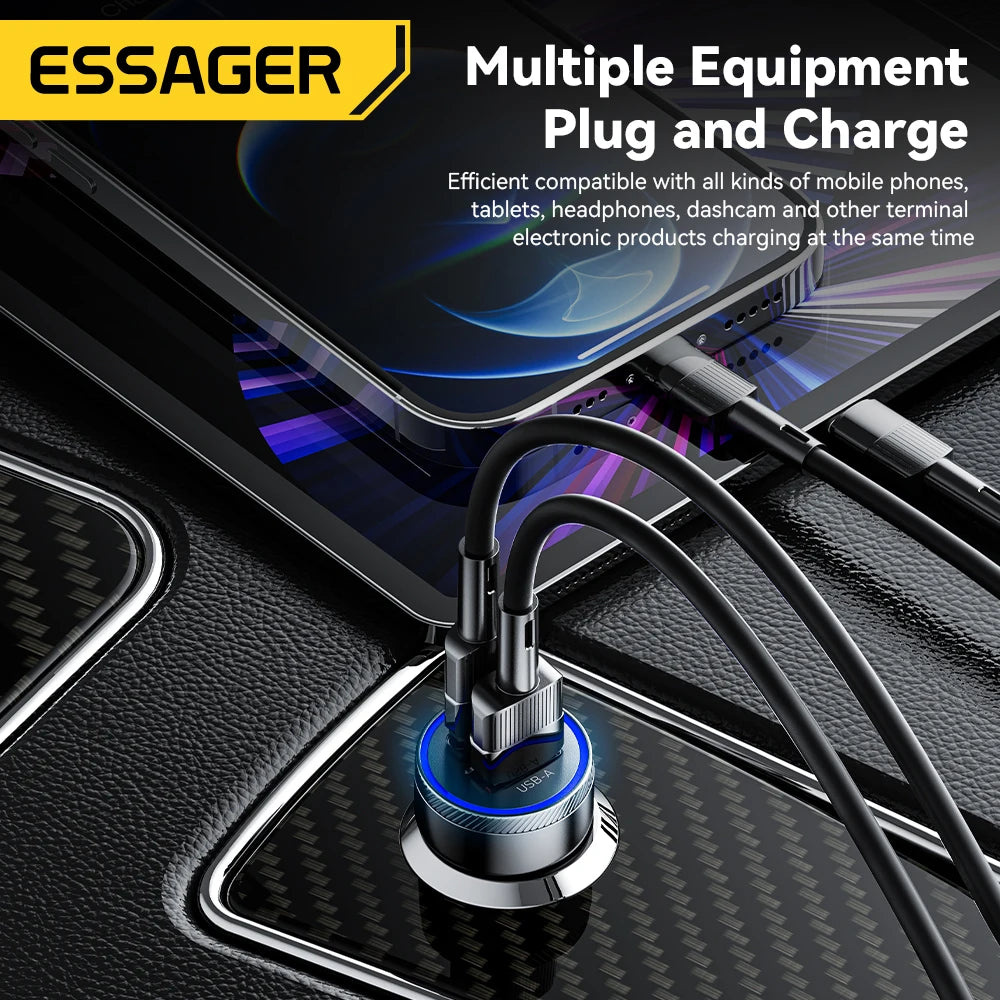 Essager 54W USB Car Charger 5A Fast Charing QC 3.0 PD 3.0 SC