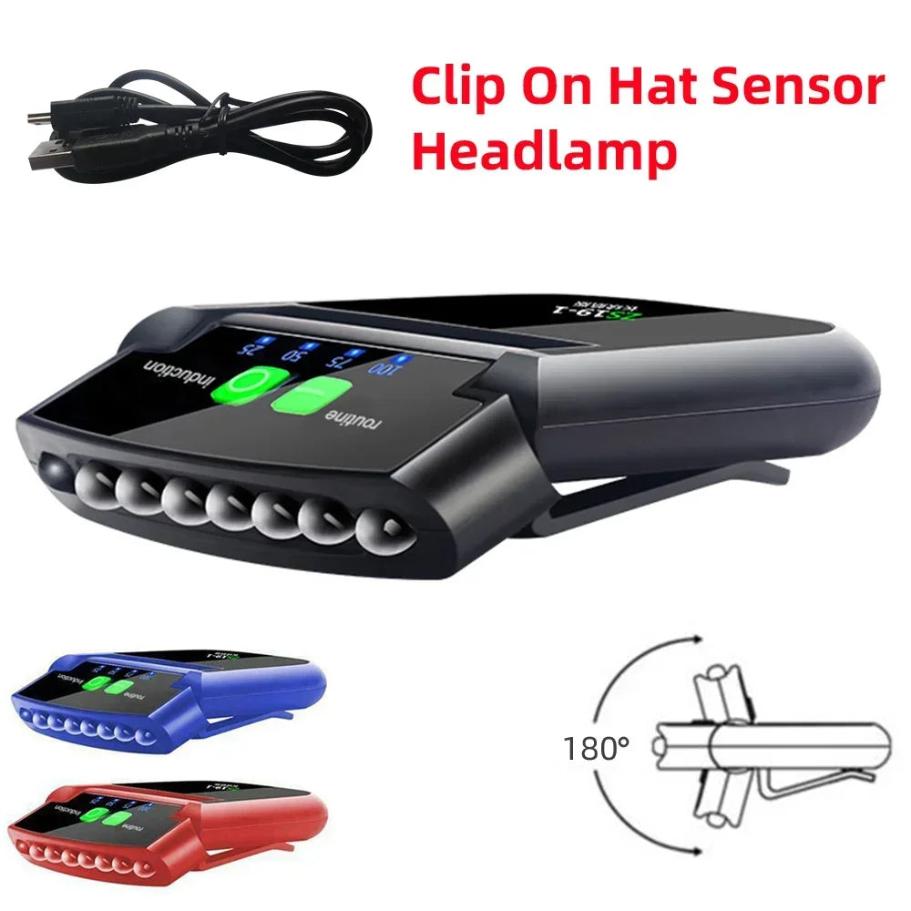 LED Headlamp Mini Clip On Cap Hat Light Head Torch Fishing C