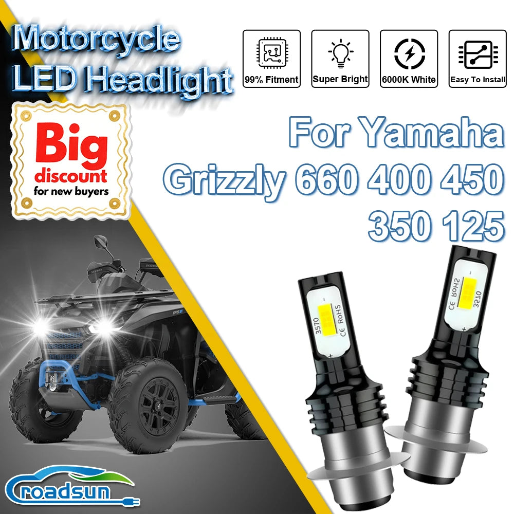 ROADSUN 1/2PCS Motorcycle LED Headlight Bulbs Upgrade High Q