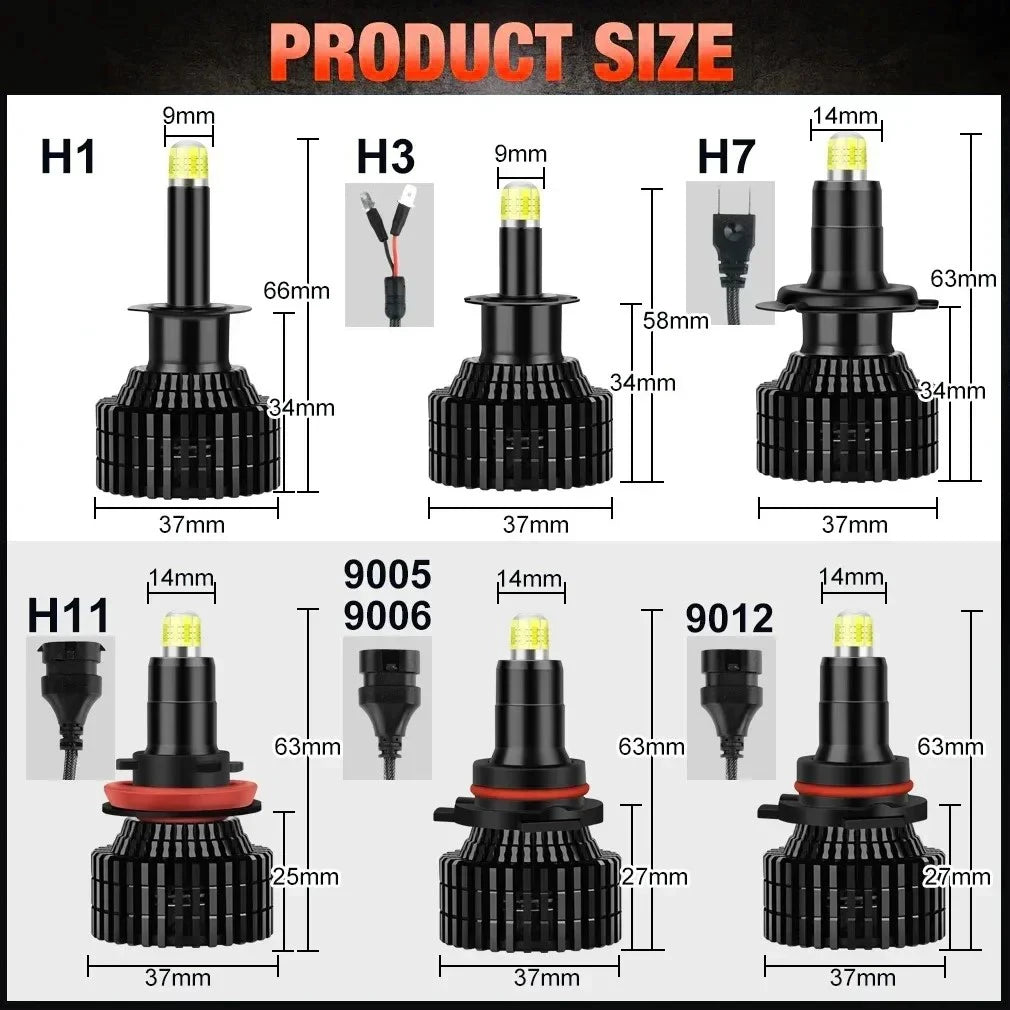 H4 H1 H3 H7 LED 8 Side 26000LM 60W HB3 HB4 9012 Led H8 H9 H1