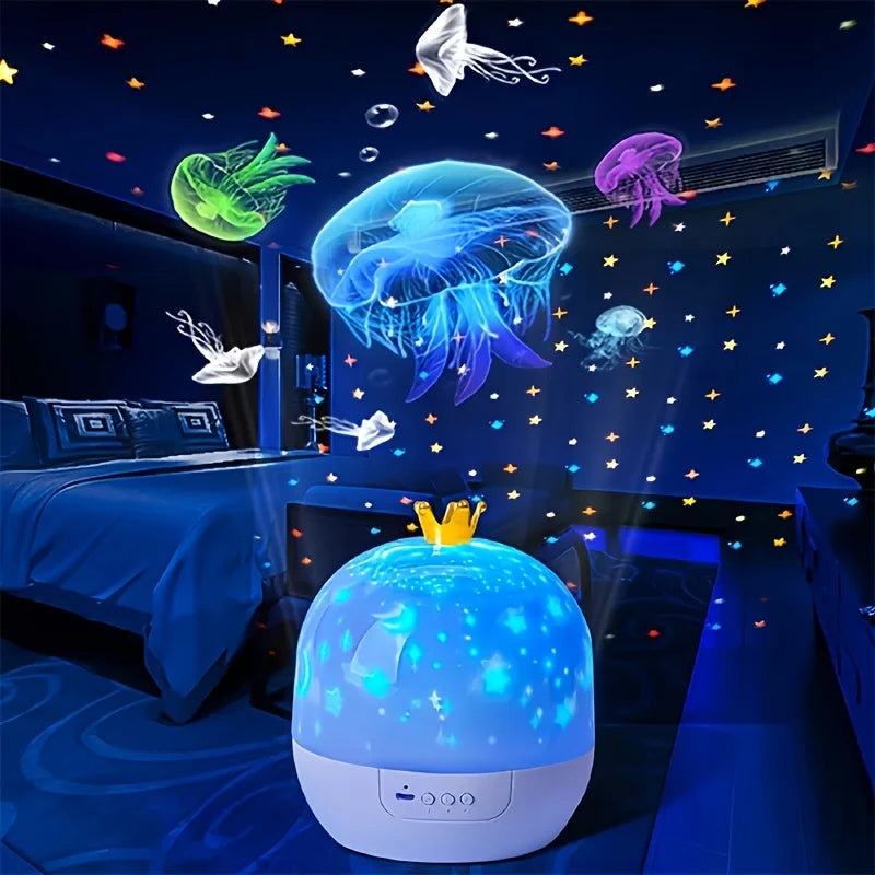 Crown Fantasy Star Sky Projection Night Light 15in1 Bedroom 