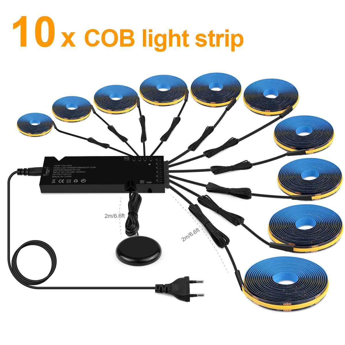12V Acoustic Wall Panel Decor Lamp More Covert Dimmable Black PCB COB Light Strip With Touch Swtich For TV Cabinet Backlight