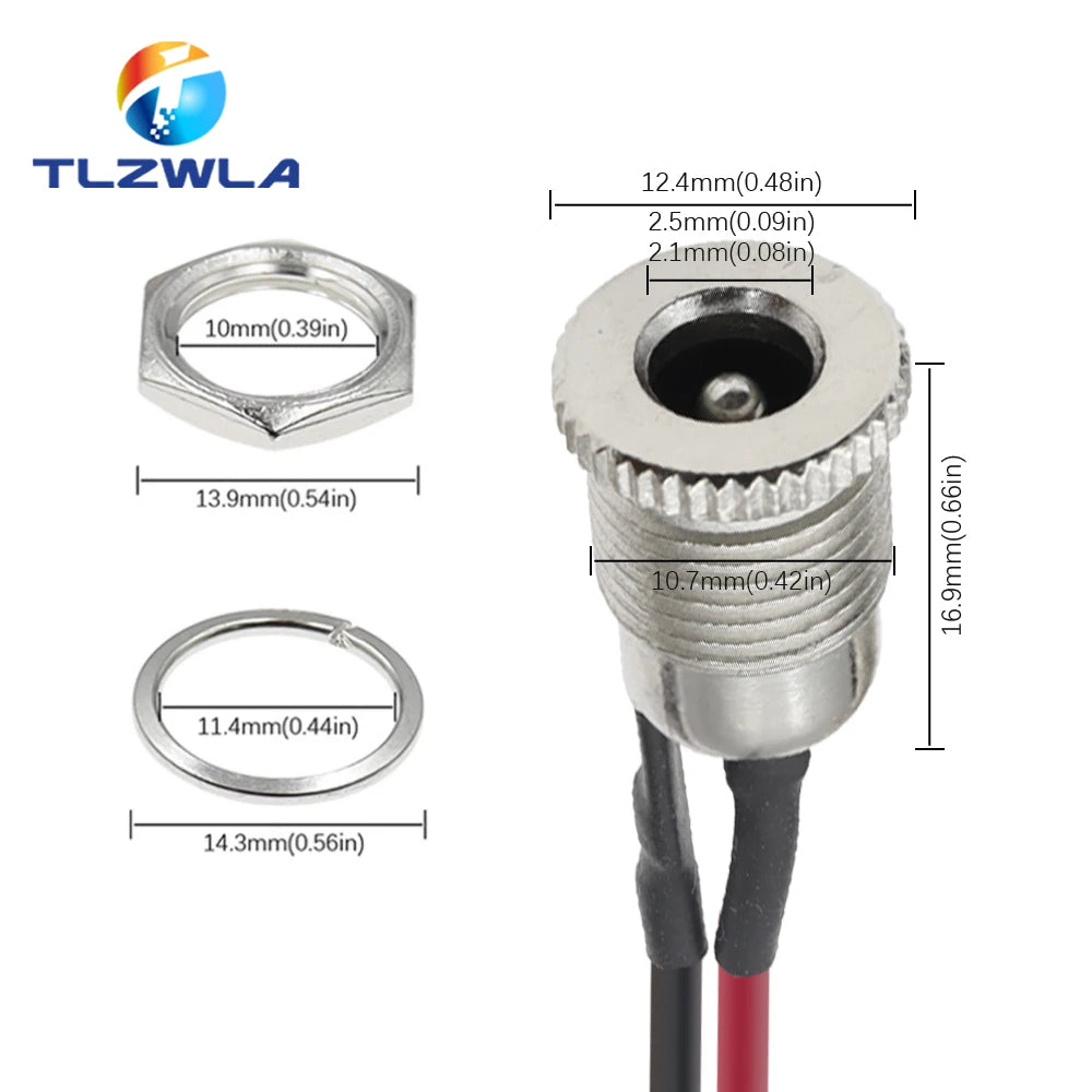 1PCS DC099 5.5 x 2.1mm 5.5 x 2.5mm DC Power Socket Threaded 