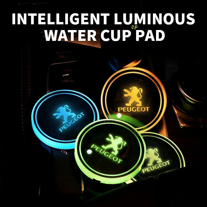 7 Colors LED Car Cup Holder Lights Anti Slip Waterproof Lumi