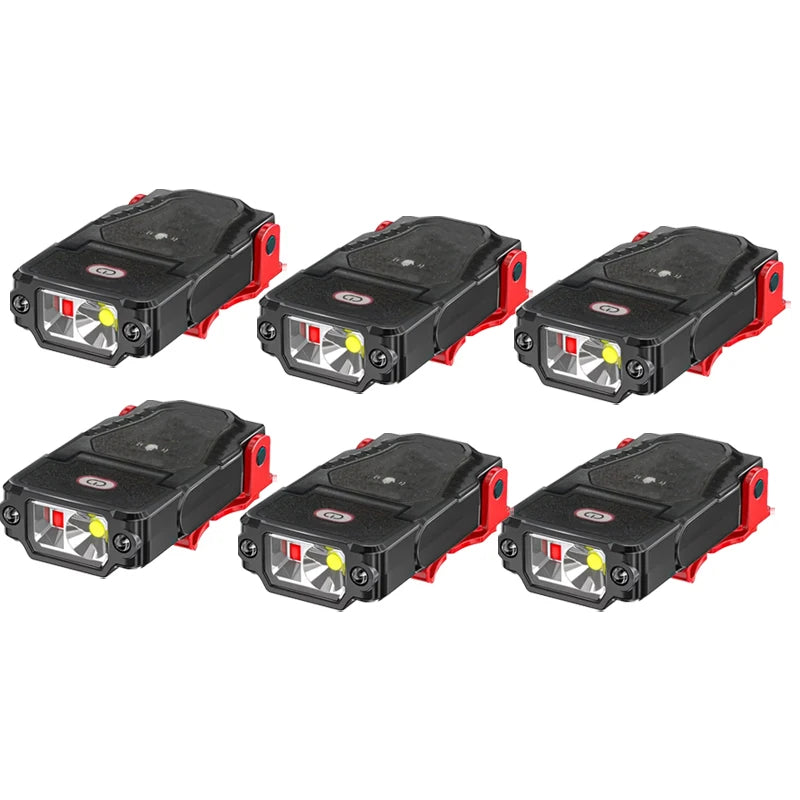1-10PCS Mini Sensor LED Headlamp Hat Cap Clip Lights Rechargeable Head Torch Waterproof Headlight Flashlight for Camping Fishing